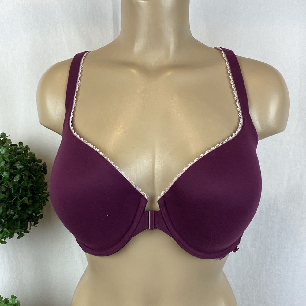 Victoria’s Secret Purple Front Close Contour Underwire Racerback Demi Bra 36DD
